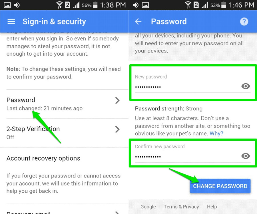 changing password for gmail on mac